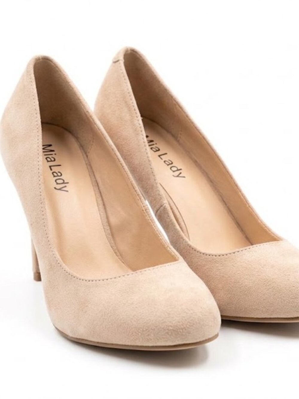 Mlia Lady Beige Suede Round Toe Stiletto Heels Size 10